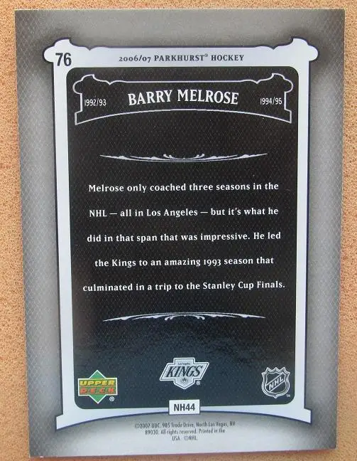 НХЛ Барри Мелроуз Виннипег Торонто Детройт № 76 1