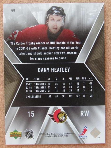 НХЛ Дэни Хитли Оттава Сенаторз № 60 1