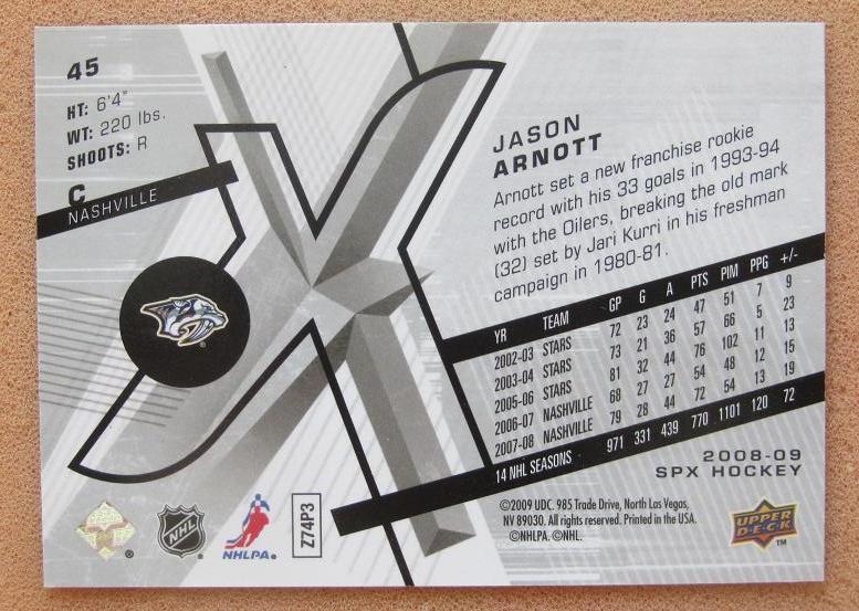 НХЛ Джейсон Арнотт Нэшвилл Предаторз № 45 1