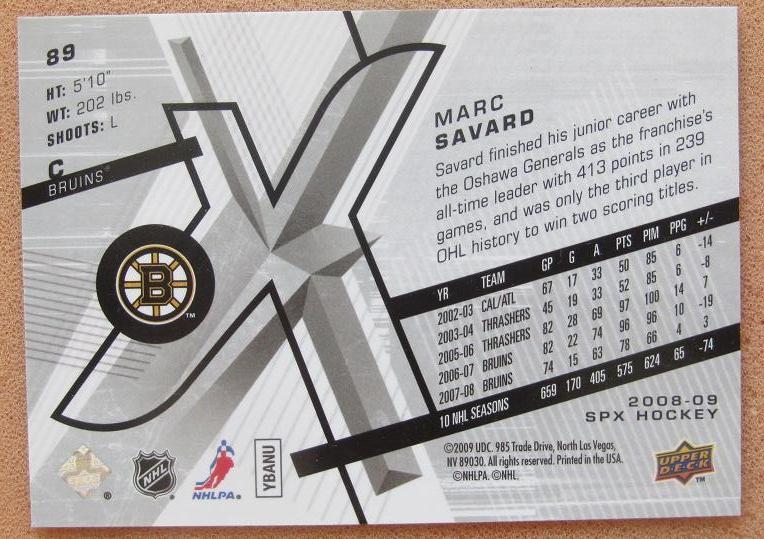 НХЛ Марк Савар Бостон Брюинз № 89 1