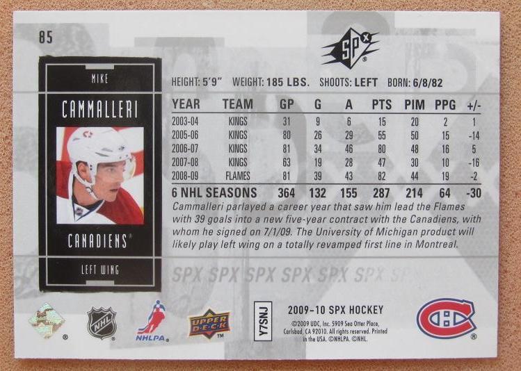 НХЛ Майк Каммаллери Монреаль Канадиенс № 85 1