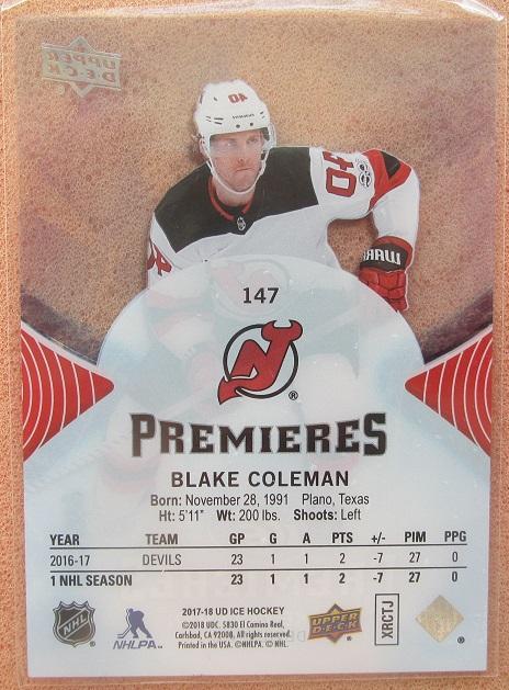НХЛ Блейк Коулман Нью-Джерси Дэвилз № 147 1