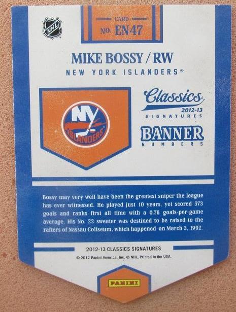 НХЛ Майк Босси Нью-Йорк Айлендерс № EN47 1