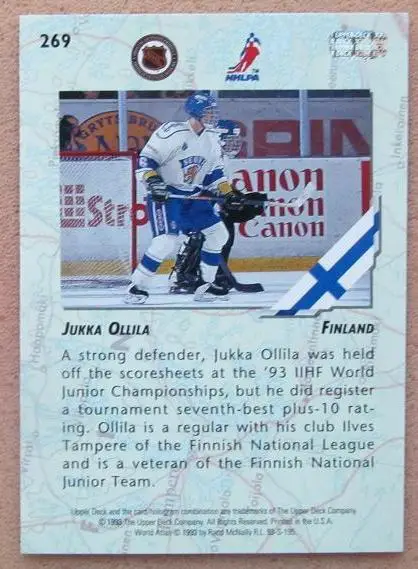 НХЛ Юкка Оллила Финляндия № 269 1