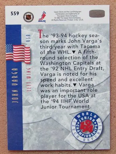 НХЛ Джон Варга США № 559 1