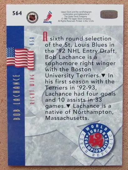 НХЛ Боб Лашанс США № 564 1