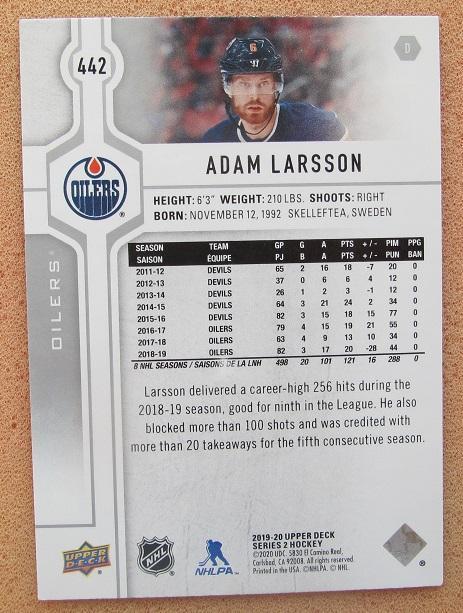 НХЛ Адам Ларссон Эдмонтон Ойлерз № 442 1