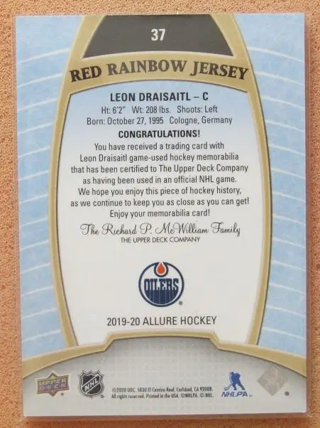 НХЛ Леон Драйзайтль Эдмонтон Ойлерз № 37 1