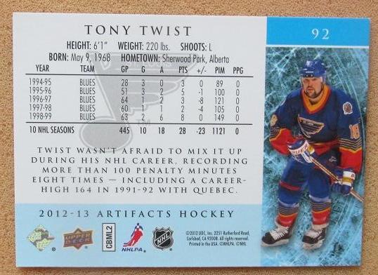 НХЛ Тони Твист Сент-Луис Блюз № 92 1