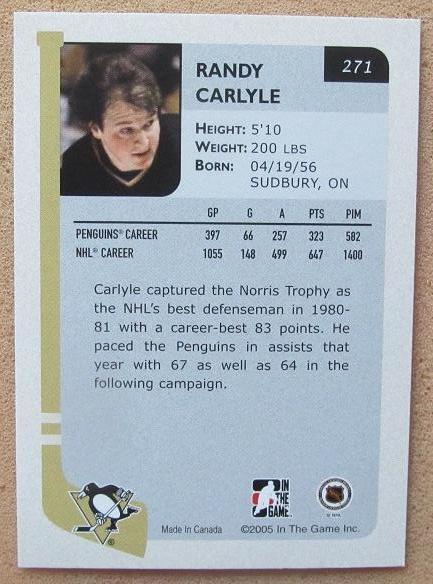 НХЛ Рэнди Карлайл Питтсбург Пингвинз № 271 1