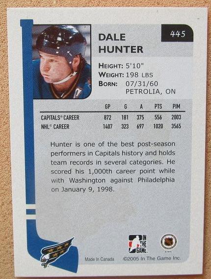 НХЛ Дейл Хантер Вашингтон Кэпиталз № 445 1