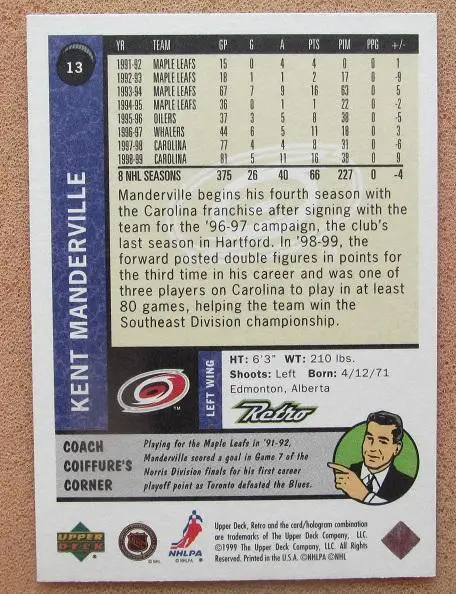 НХЛ Кент Мандервилль Каролина Харрикейнз № 13 1