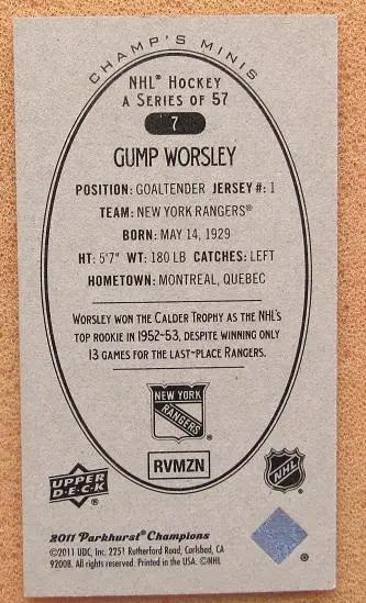 НХЛ Лорн Уорсли Нью-Йорк Рейнджерс Монреаль Канадиенс Миннесота Норт Старз № 7 1