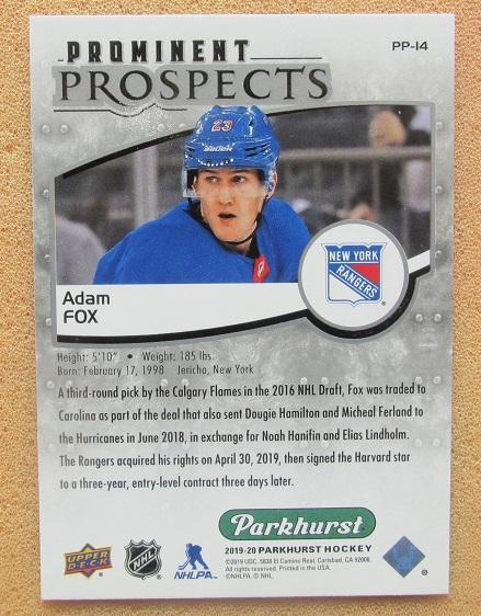 НХЛ Адам Фокс Нью-Йорк Рейнджерс № PP-14 1