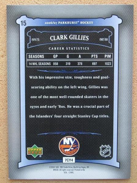 НХЛ Кларк Гиллис Нью-Йорк Айлендерс № 15 1