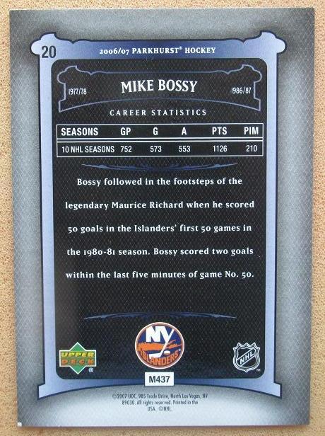 НХЛ Майк Босси Нью-Йорк Айлендерс № 20 1