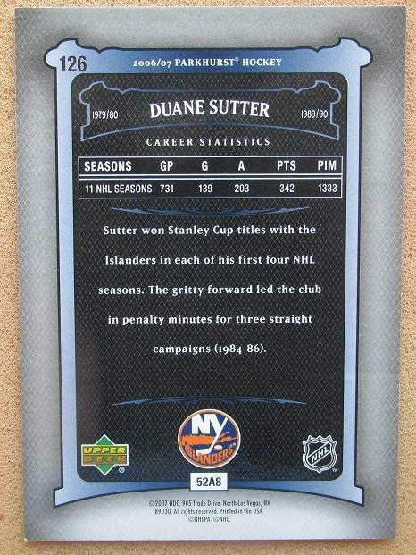 НХЛ Дуэйн Саттер Нью-Йорк Айлендерс № 126 1
