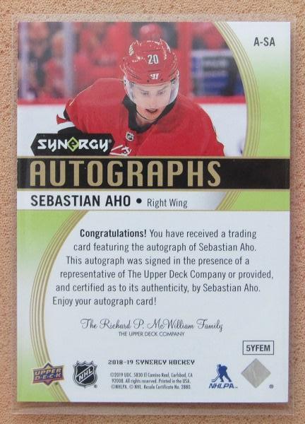 НХЛ Себастьян Ахо Каролина Харрикейнз № A-SA автограф 1