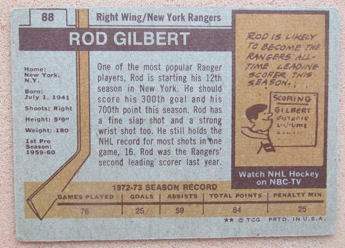 НХЛ Род Гилберт Нью-Йорк Рейнджерс № 88 1