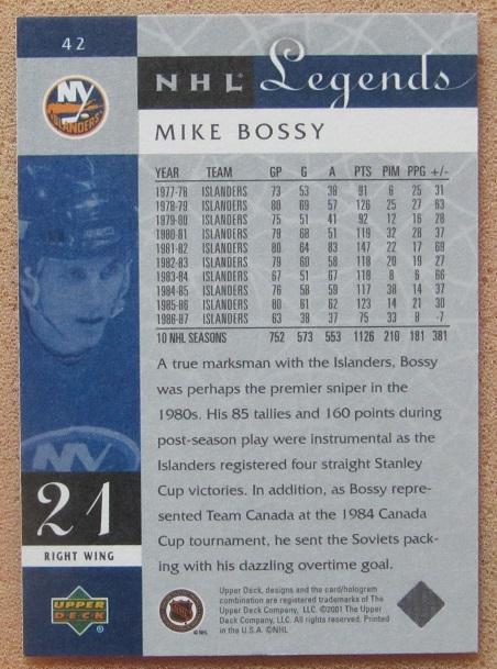 НХЛ Майк Босси Нью-Йорк Айлендерс № 42 1