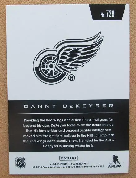 НХЛ Дэнни Декейсер Детройт Ред Уингз № 729 1