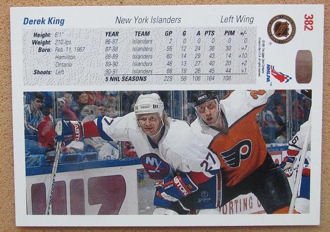 НХЛ Дерек Кинг Нью-Йорк Айлендерс № 382 1