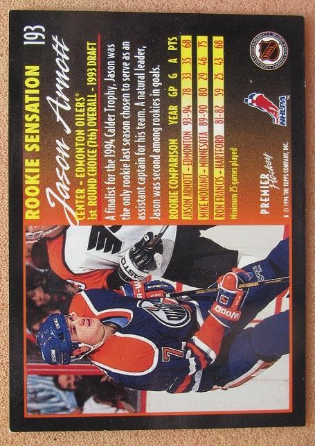 НХЛ Джейсон Арнотт Эдмонтон Ойлерз № 193 1