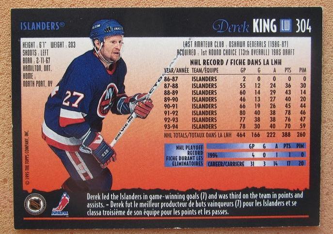 НХЛ Дерек Кинг Нью-Йорк Айлендерс № 304 1