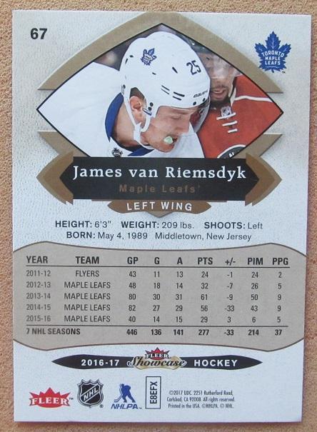 НХЛ Джеймс Ван Римсдайк Торонто Мэйпл Лифс № 67 1