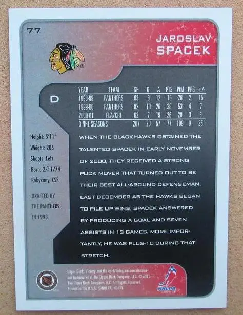 НХЛ Ярослав Шпачек Чикаго Блэкхокс № 77 1