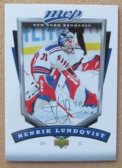 НХЛ Хенрик Лундквист Нью-Йорк Рейнджерс № 196 автограф