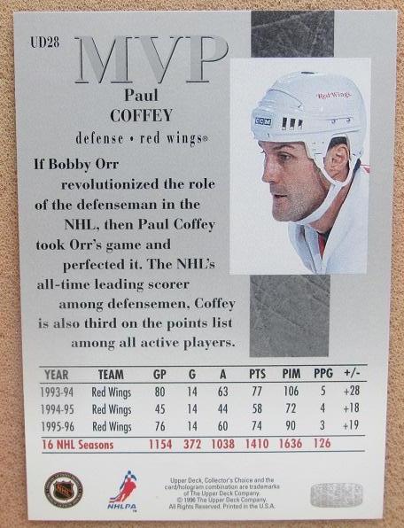 НХЛ Пол Коффи Детройт Ред Уингз № UD28 1