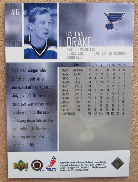 НХЛ Даллас Дрейк Сент-Луис Блюз № 416 1