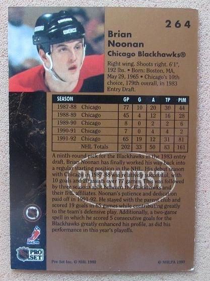НХЛ Брайан Нунан Чикаго Блэкхокс № 264 1