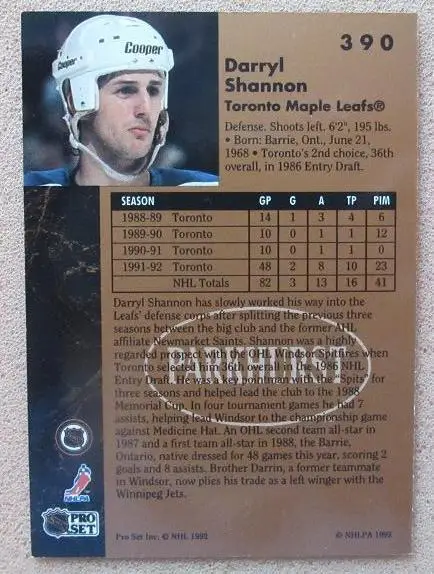 НХЛ Дэррил Шэннон Торонто Мэйпл Лифс № 390 1