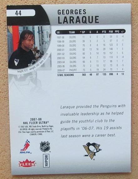 НХЛ Жорж Ларак Питтсбург Пингвинз № 44 1