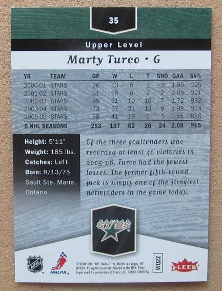 НХЛ Марти Турко Даллас Старз № 35 1