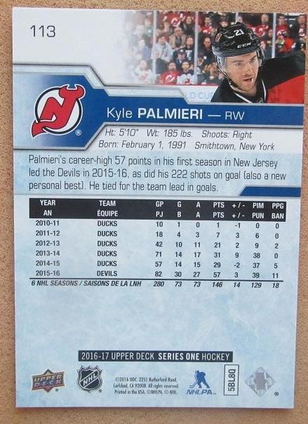 НХЛ Кайл Палмьери Нью-Джерси Дэвилз № 113 1