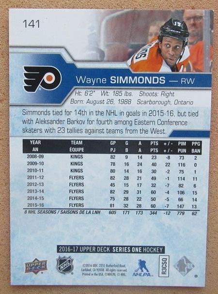 НХЛ Уэйн Симмондс Филадельфия Флайерз № 141 1