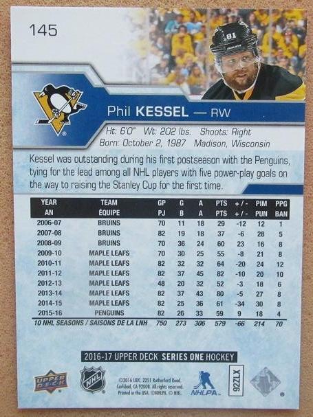 НХЛ Фил Кессел Питтсбург Пингвинз № 145 1