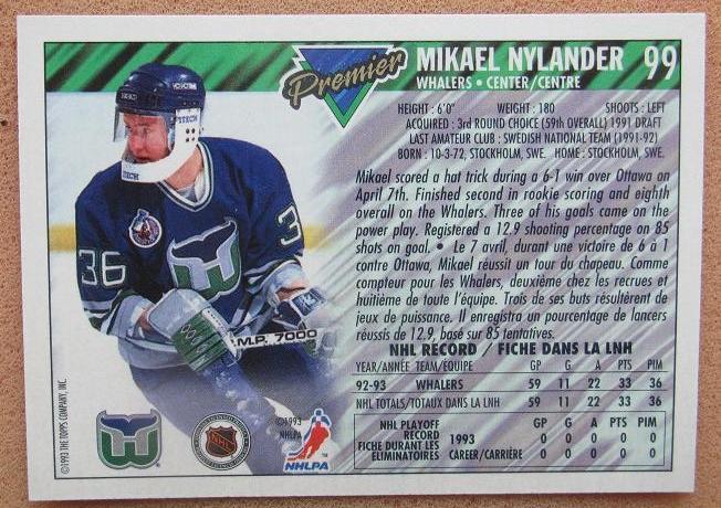 НХЛ Микаэль Нюландер Хартфорд Уэйлерс № 99 1