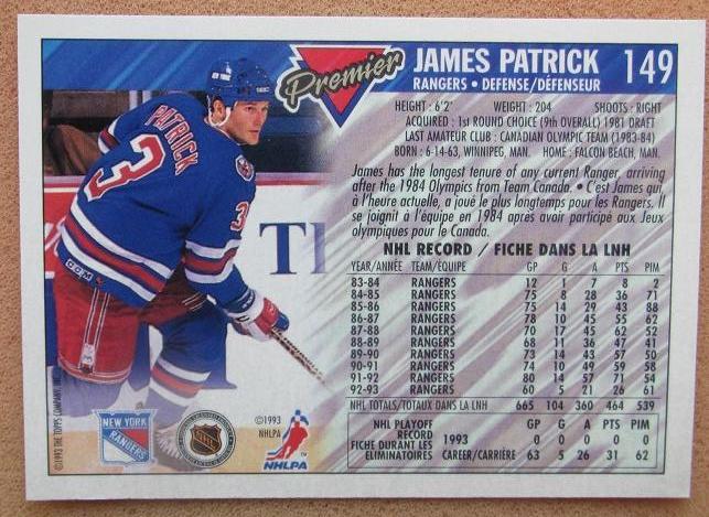 НХЛ Джеймс Патрик Нью-Йорк Рейнджерс № 149 1