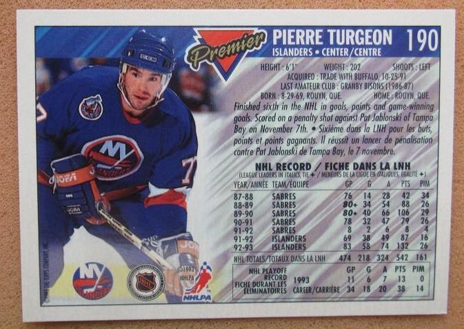 НХЛ Пьер Тарджон Нью-Йорк Айлендерс № 190 1