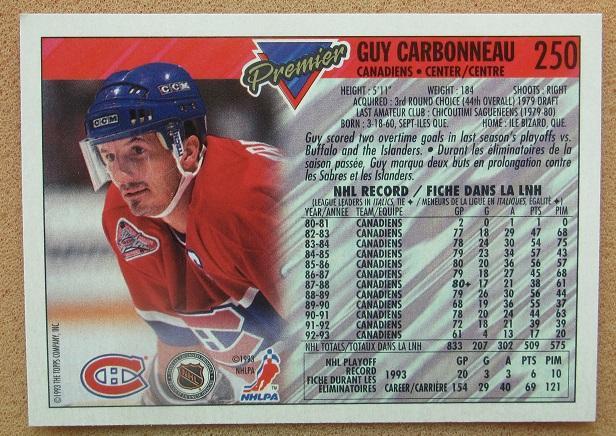 НХЛ Ги Карбоно Монреаль Канадиенс № 250 1