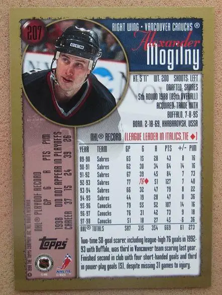 НХЛ Александр Могильный Ванкувер Кэнакс ЦСКА Москва № 207 1