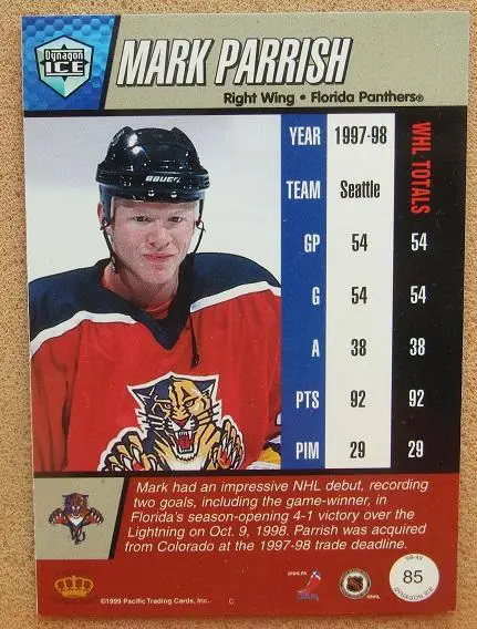 НХЛ Марк Пэрриш Флорида Пантерз № 85 1