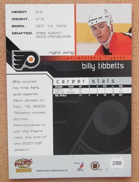 НХЛ Билли Тиббеттс Филадельфия Флайерз № 288 1
