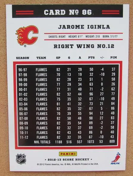 НХЛ Джером Игинла Калгари Флэймз № 86 1