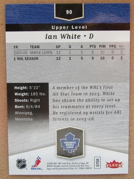 НХЛ Ян Уайт Торонто Мэйпл Лифс № 90 1