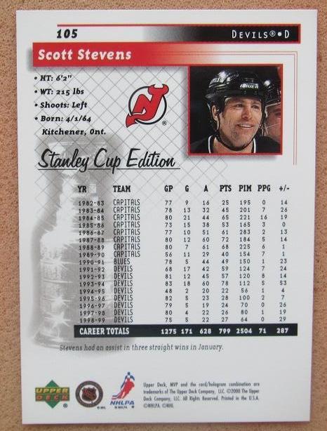 НХЛ Скотт Стивенс Нью-Джерси Дэвилз № 105 1